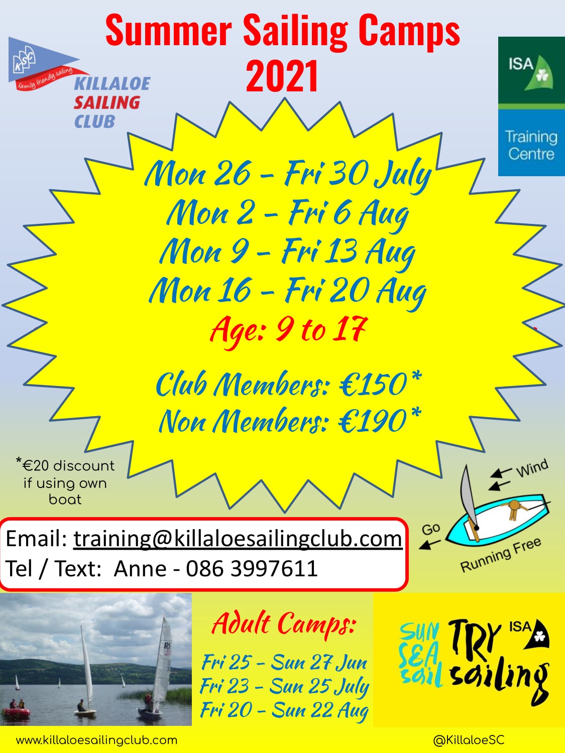 2021 Junior and Adult Sailing Camps See below