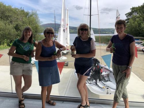 The ladies after a tough day of sailing, enjoying new viewing deck